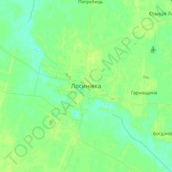 Mapa topográfico Лосиновка, altitud, relieve