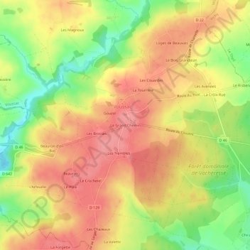 Mapa topográfico Le Grand Chemin, altitud, relieve