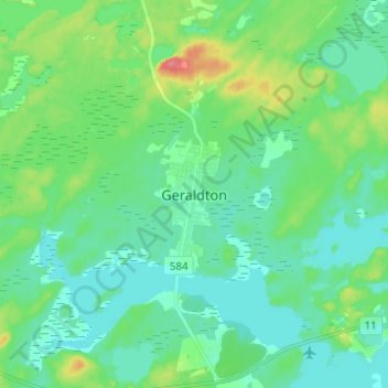 Mapa topográfico Geraldton, altitud, relieve