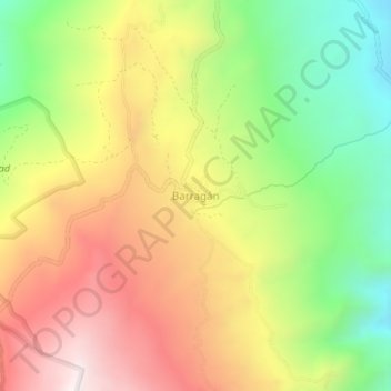 Mapa topográfico Barragán, altitud, relieve