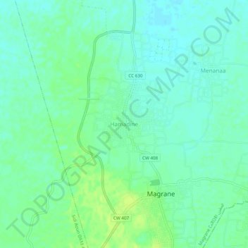 Mapa topográfico Hamadine, altitud, relieve