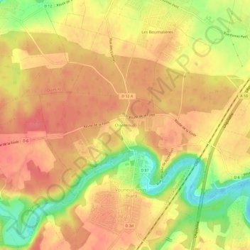 Mapa topográfico Chanteloup, altitud, relieve