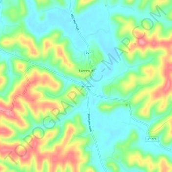 Mapa topográfico Hitchins, altitud, relieve