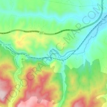 Mapa topográfico Somaén, altitud, relieve