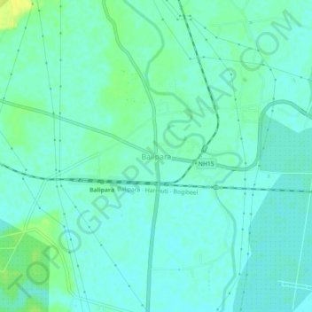 Mapa topográfico Balipara, altitud, relieve