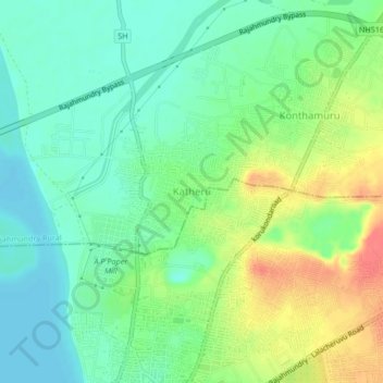 Mapa topográfico Katheru, altitud, relieve