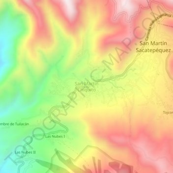 Mapa topográfico San Martín Chiquito, altitud, relieve