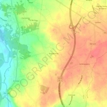 Mapa topográfico Ramalheiro, altitud, relieve