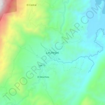 Mapa topográfico Las Vegas, altitud, relieve