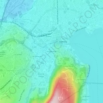 Mapa topográfico Les Balmettes, altitud, relieve