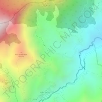 Mapa topográfico El Carmen, altitud, relieve