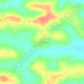 Mapa topográfico Dioulabougou, altitud, relieve