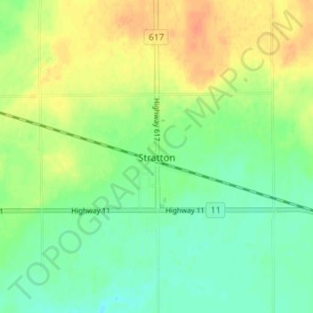 Mapa topográfico Stratton, altitud, relieve