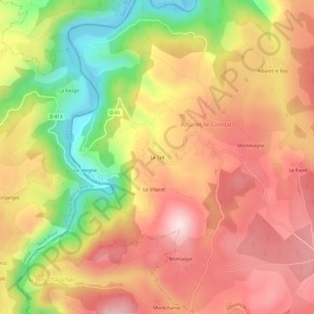 Mapa topográfico Le Teil, altitud, relieve