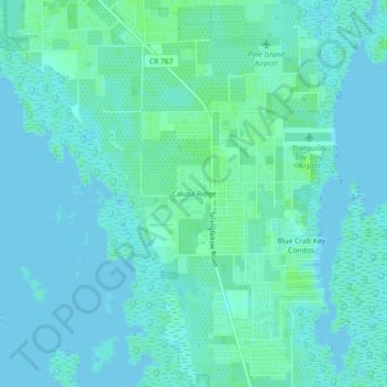 Mapa topográfico Calusa Ridge, altitud, relieve