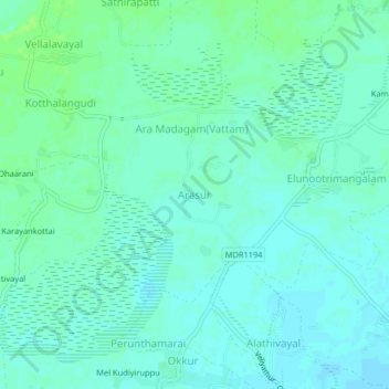Mapa topográfico Arasur, altitud, relieve