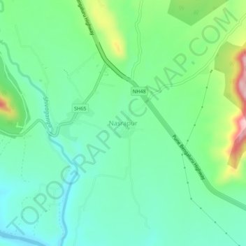 Mapa topográfico Nasrapur, altitud, relieve