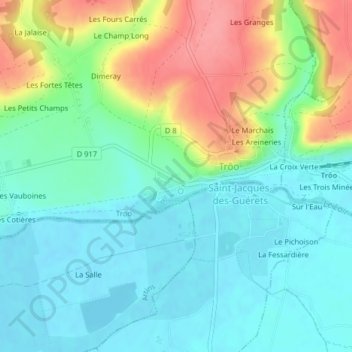 Mapa topográfico La Croix, altitud, relieve