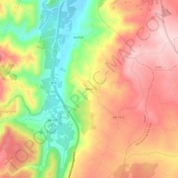 Mapa topográfico Relva, altitud, relieve