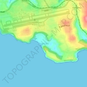 Mapa topográfico Bogmalo, altitud, relieve