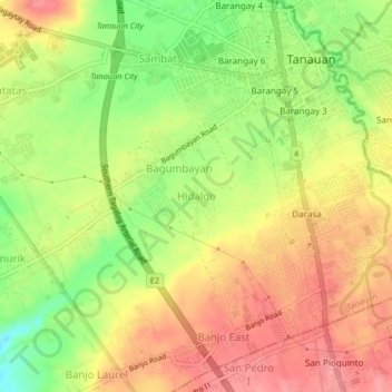 Mapa topográfico Hidalgo, altitud, relieve