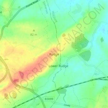 Mapa topográfico Rudge, altitud, relieve