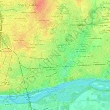 Mapa topográfico Clos Notre-dame, altitud, relieve