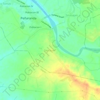 Mapa topográfico San Josef, altitud, relieve