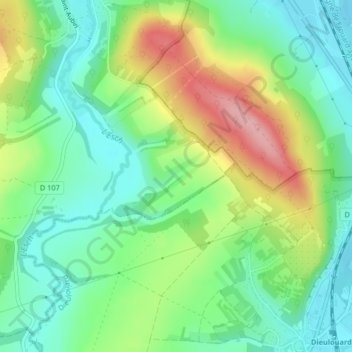 Mapa topográfico Vaux Nave, altitud, relieve