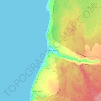 Mapa topográfico Paredes de Vitória, altitud, relieve