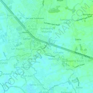 Mapa topográfico Fausta Subdivision, altitud, relieve