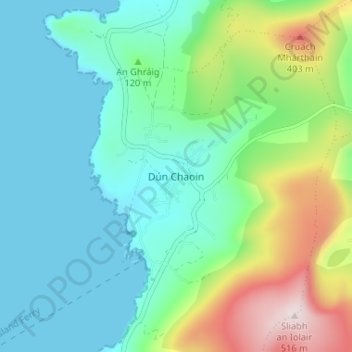 Mapa topográfico Dunquin, altitud, relieve