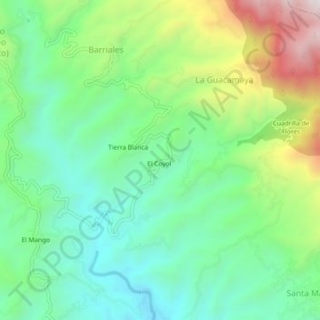 Mapa topográfico El Coyol, altitud, relieve
