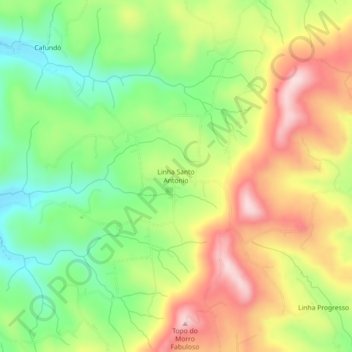 Mapa topográfico Linha Santo Antonio, altitud, relieve