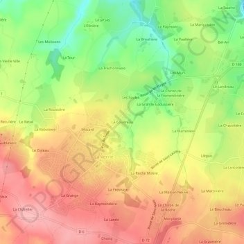 Mapa topográfico Le Coudreau, altitud, relieve