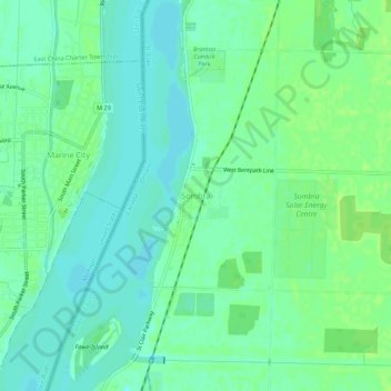 Mapa topográfico Sombra, altitud, relieve
