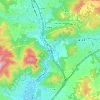 Mapa topográfico Le Pont de Joux, altitud, relieve