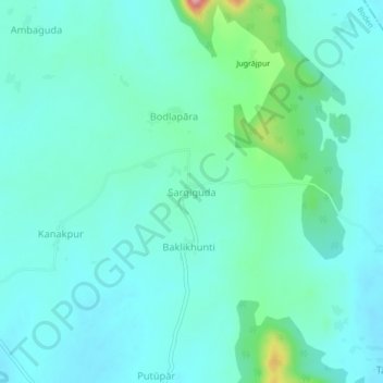 Mapa topográfico Sargiguda, altitud, relieve