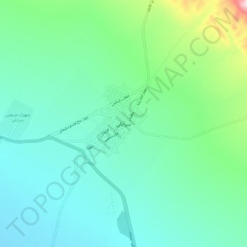 Mapa topográfico Sarayan, altitud, relieve