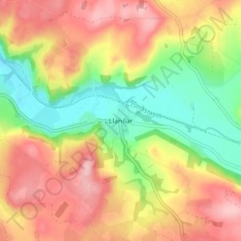 Mapa topográfico Llanilar, altitud, relieve