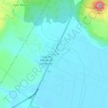 Mapa topográfico Musuan, altitud, relieve