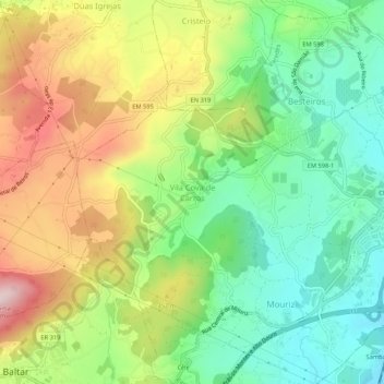 Mapa topográfico Vila Cova de Carros, altitud, relieve