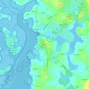 Mapa topográfico Penher, altitud, relieve