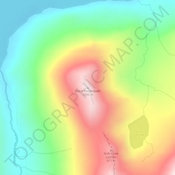 Mapa topográfico Beinn Fhionnlaidh, altitud, relieve