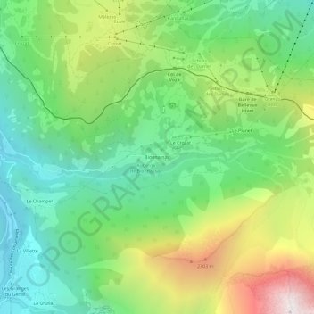 Mapa topográfico Bionnassay, altitud, relieve