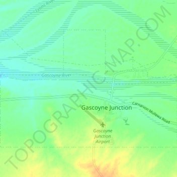 Mapa topográfico Gascoyne Junction, altitud, relieve