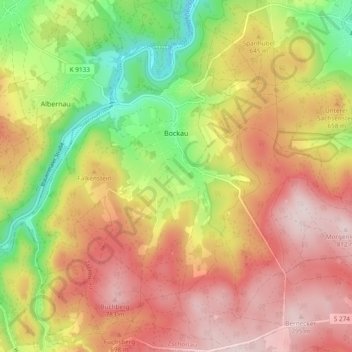 Mapa topográfico Bockau, altitud, relieve