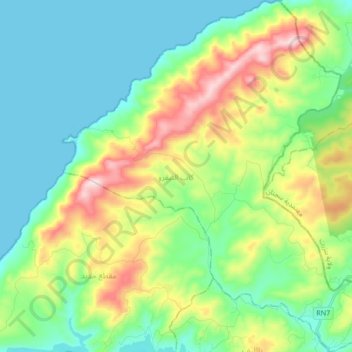 Mapa topográfico Cap Negro, altitud, relieve