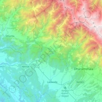 Mapa topográfico Shahpur, altitud, relieve