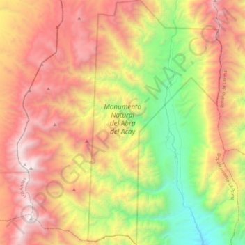 Mapa topográfico Monumento Natural del Abra del Acay, altitud, relieve